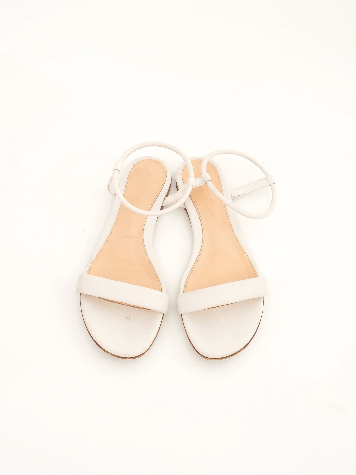 good gianvito rossi white leather sandals size 36.5 for women