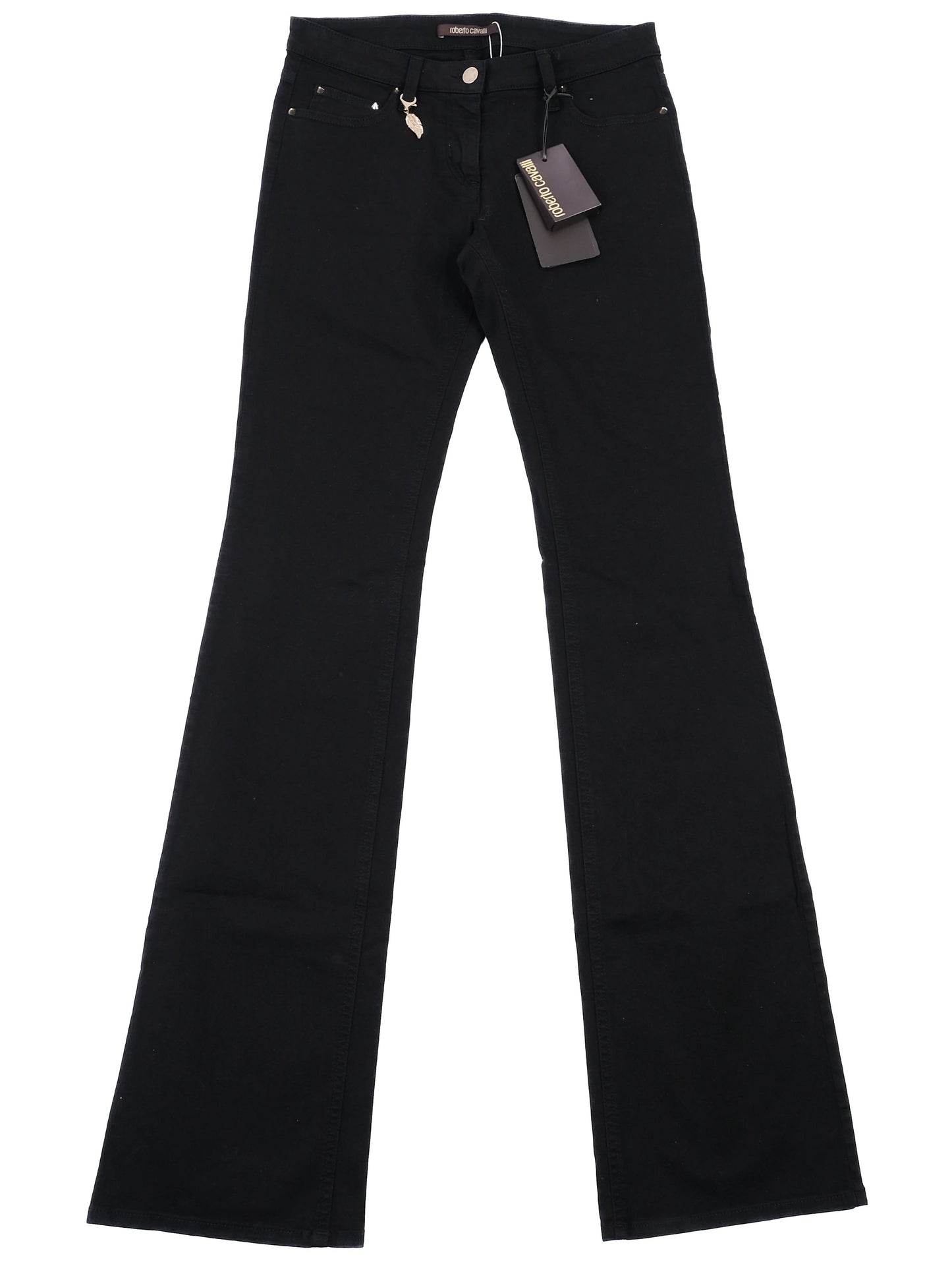 new roberto cavalli black elastane jeans size m