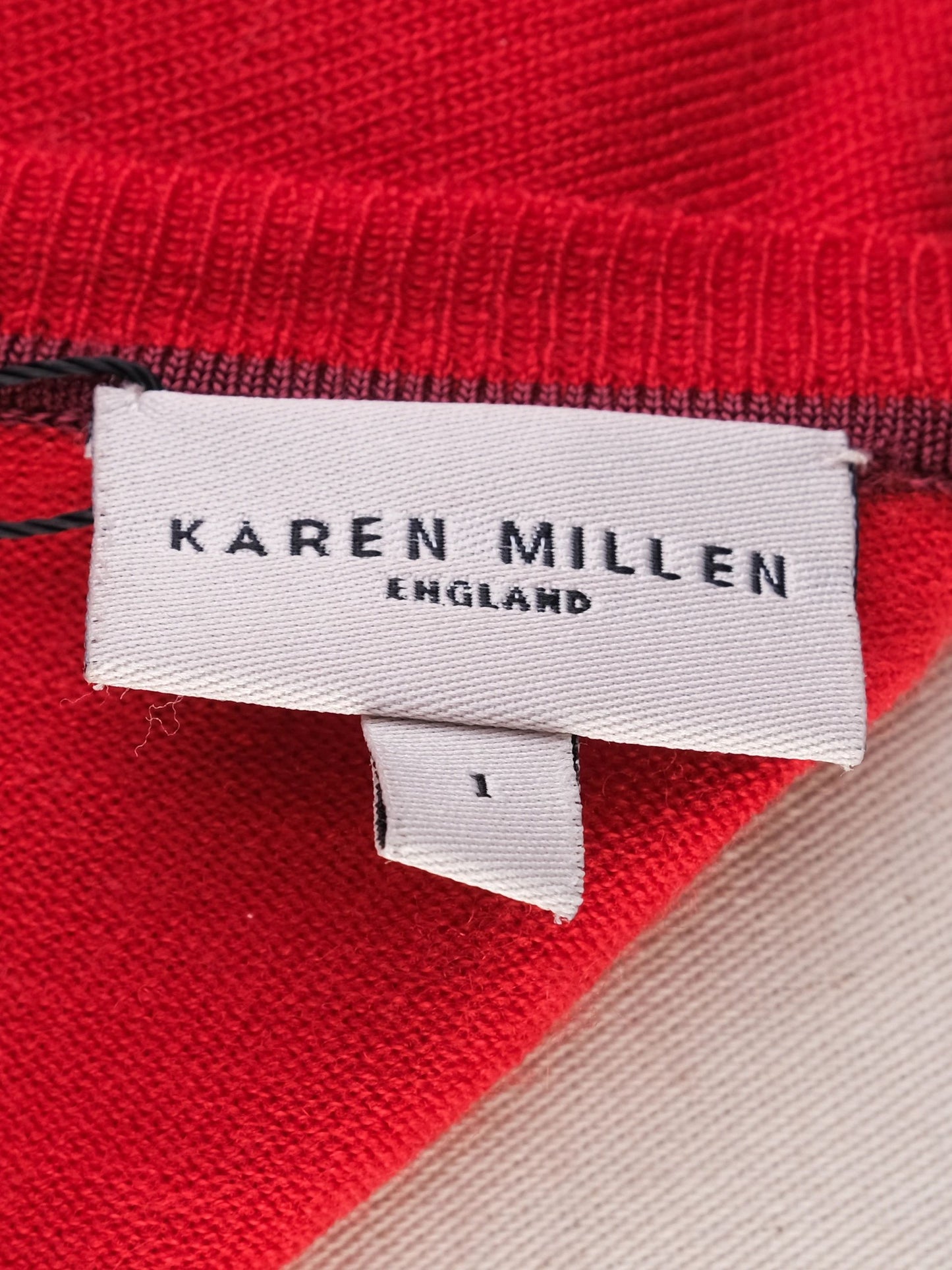 excellent karen millen red wool sweater size xs with zipper detail