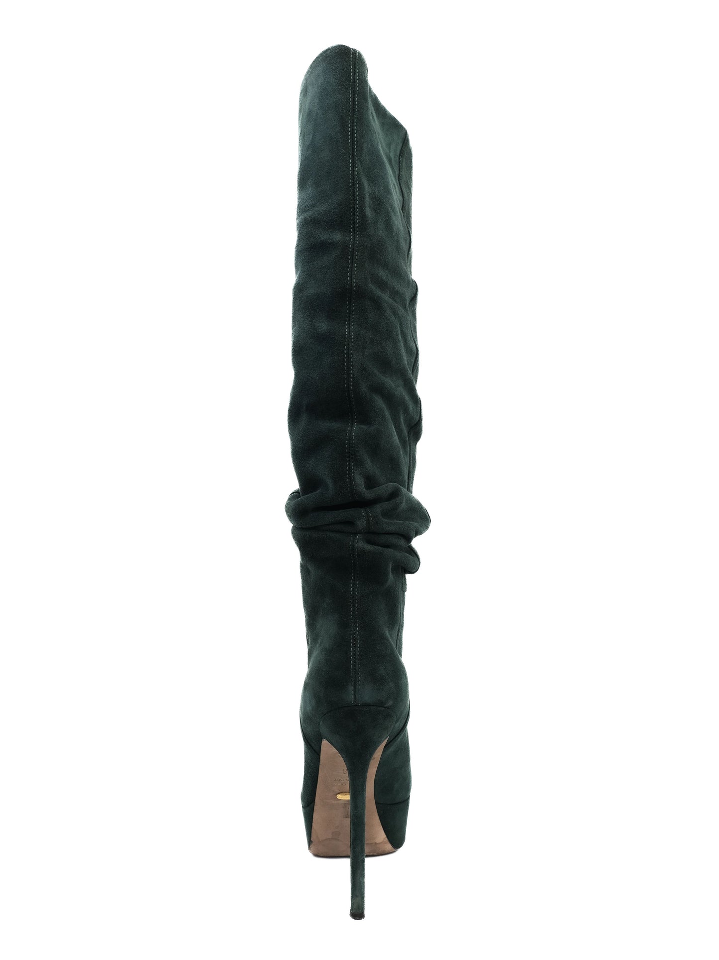 sergio rossi green leather stiletto knee-high boots size 38