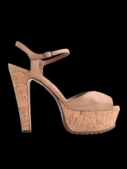 excellent l'autre chose orange leather high-heeled platform sandals size 39