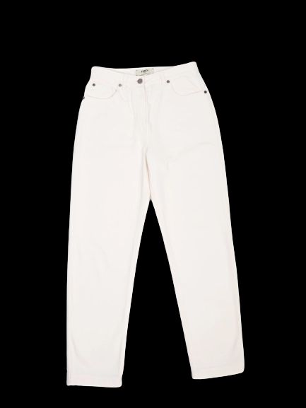 excellent fendi white jeans women size m five-pocket design