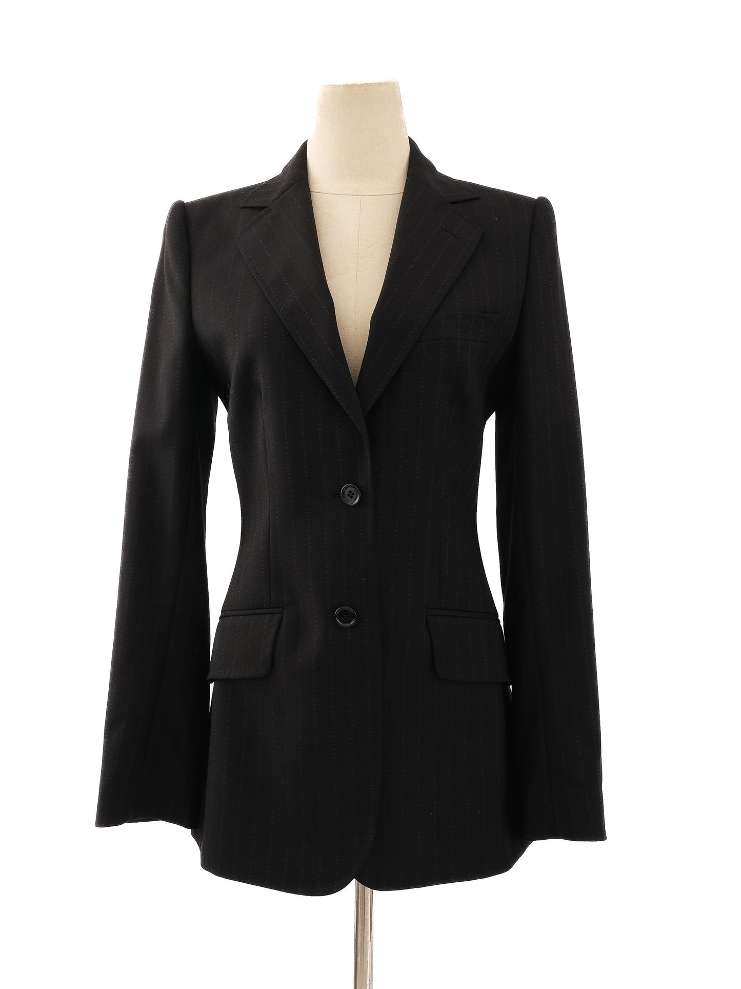 excellent dolce gabbana black pinstripe suit size l women viscose