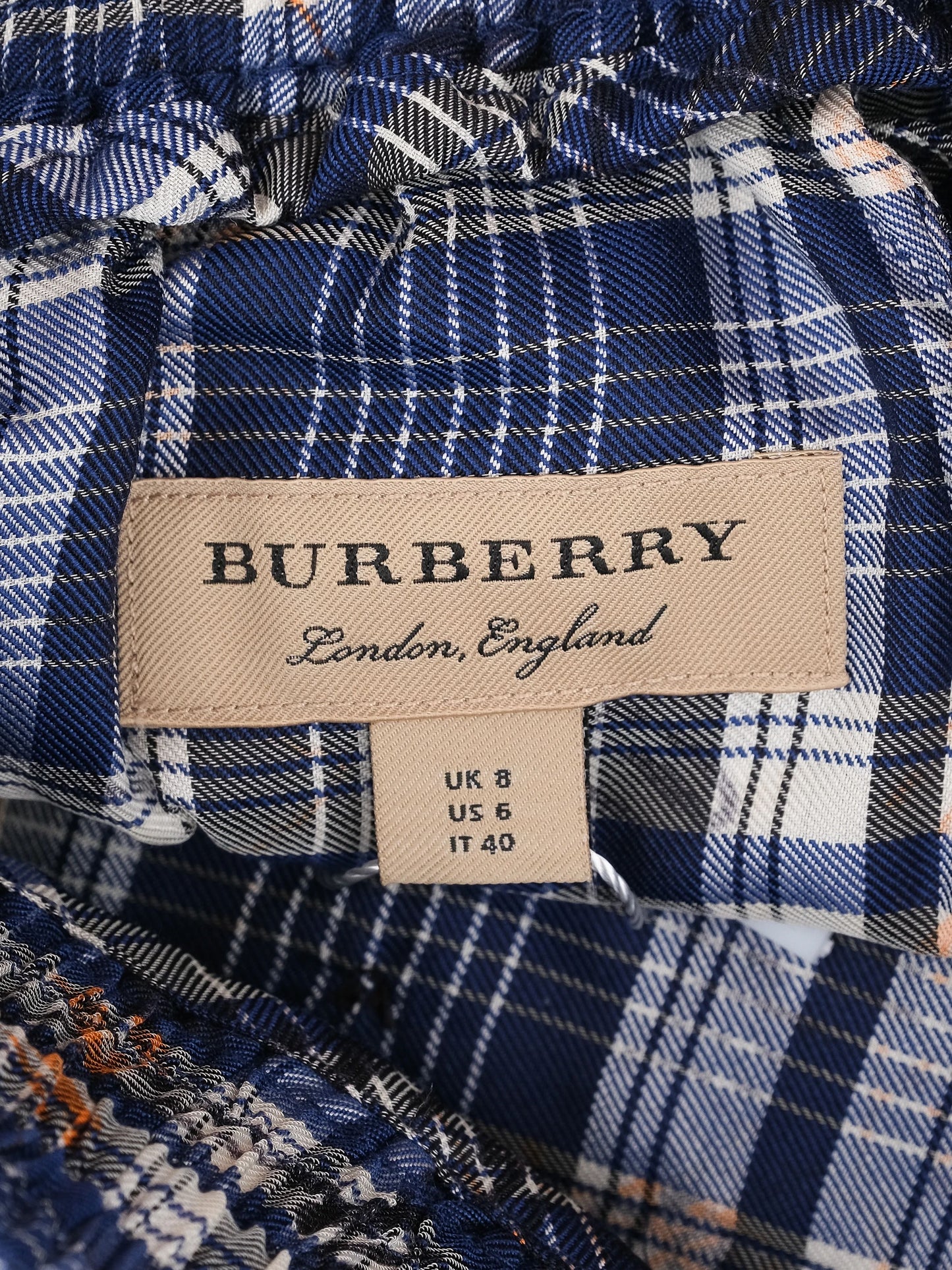 excellent burberry plaid pants blue orange silk size m