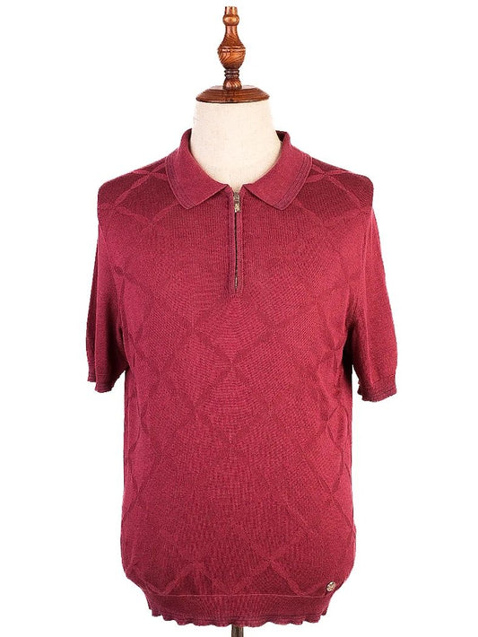 Excellent Castello d'Oro Red Cotton Sweater Size L Short Sleeve