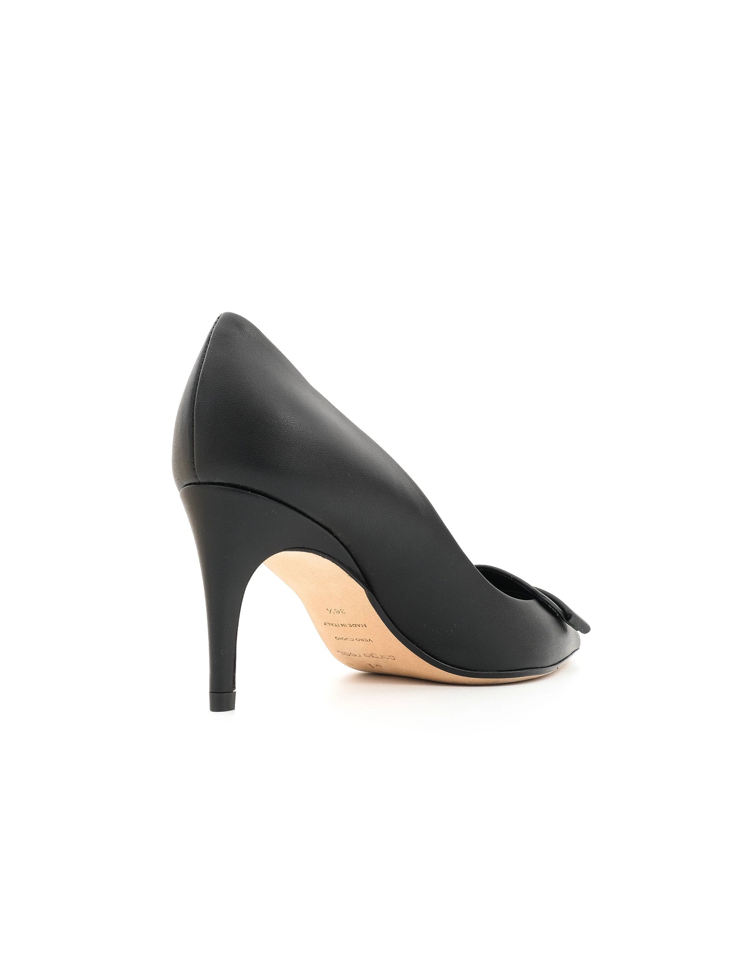 new sergio rossi black leather high heel shoes size 36.5