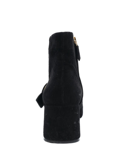 Excellent Prada Black Genuine Suede Ankle Boots Size 36.5