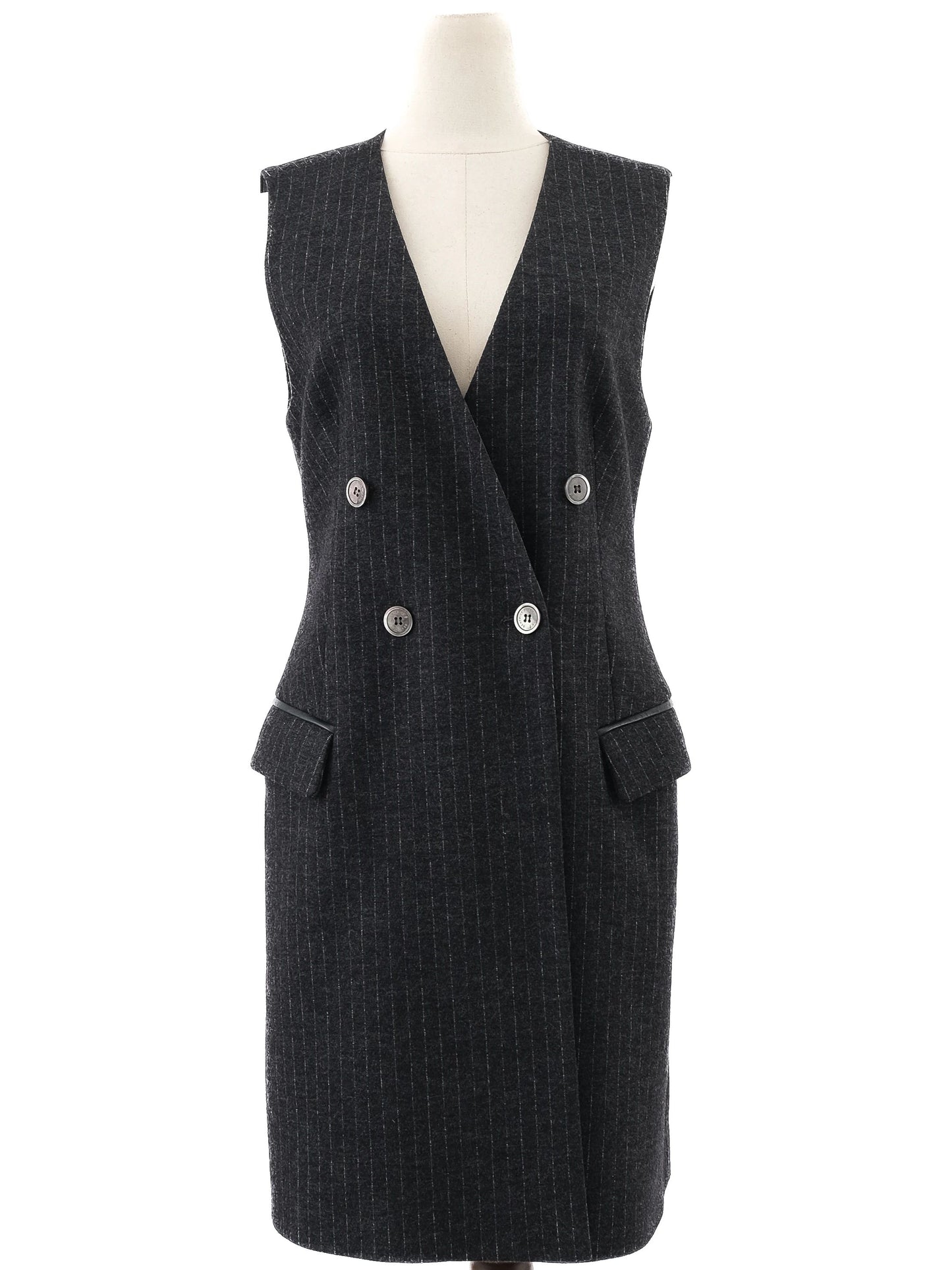 excellent beatrice b. gray wool sleeveless dress size l