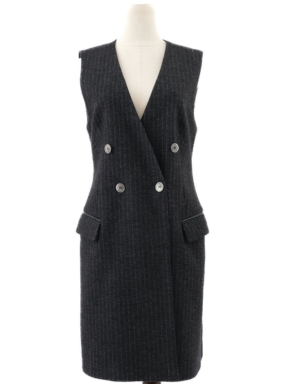 Excellent Beatrice B. Gray Wool Sleeveless Dress Size L