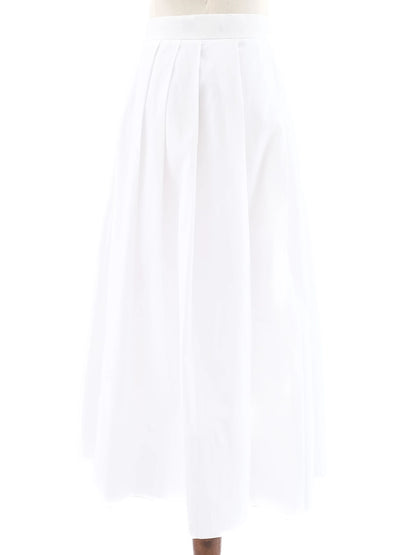NEW Sportmax White Pleated Midi Skirt with Side Zipper Size N/A