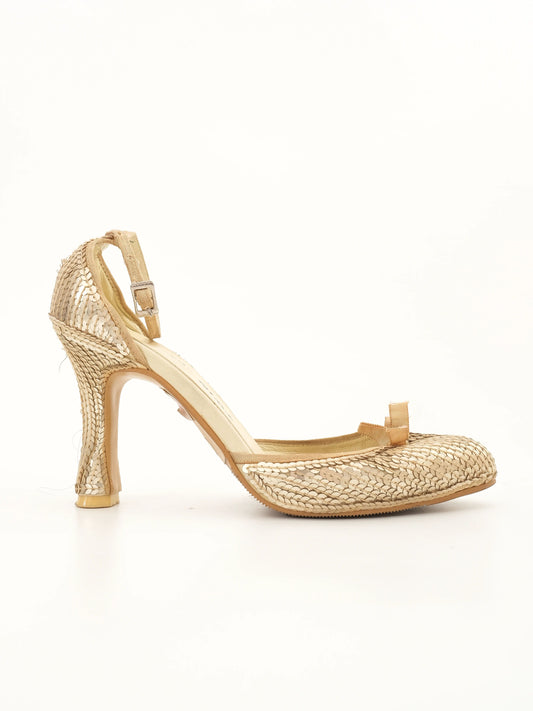 Excellent TWINSET Yellow Leather High-Heeled Shoes Size 38