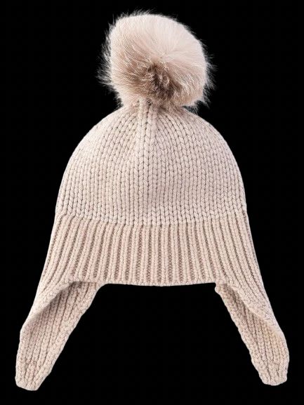 brunello cucinelli gray silk women's knitted hat with ear flaps size l