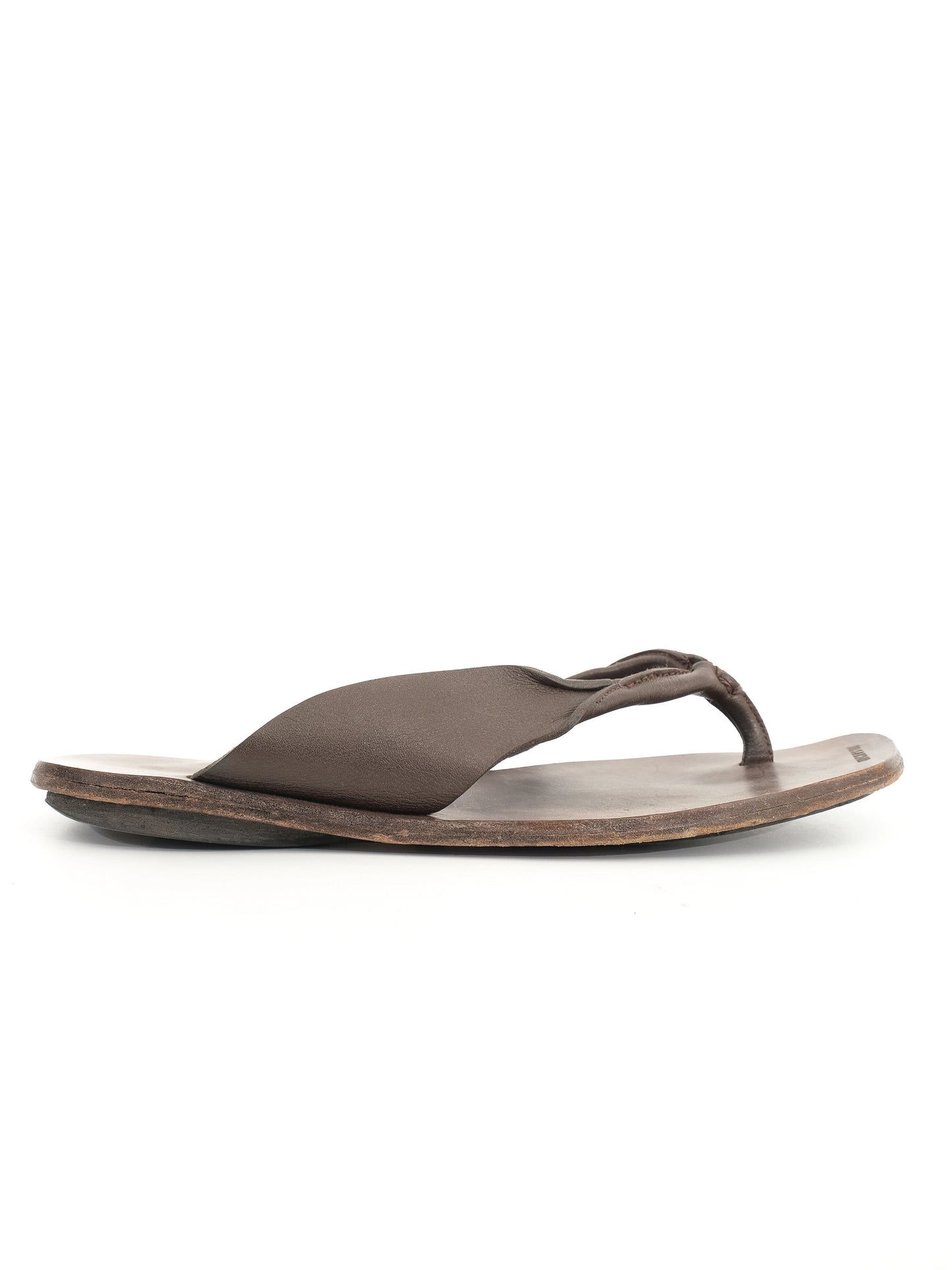 excellent jil sander orange leather flip-flop sandals size 45