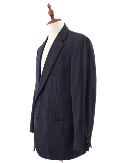 BRIONI Excellent Blue Cupro Suit Jacket Size XL Dark Pinstripe