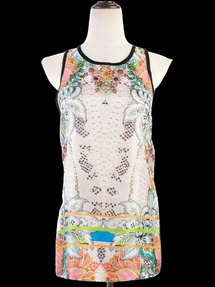 excellent roberto cavalli floral silk tank top size m