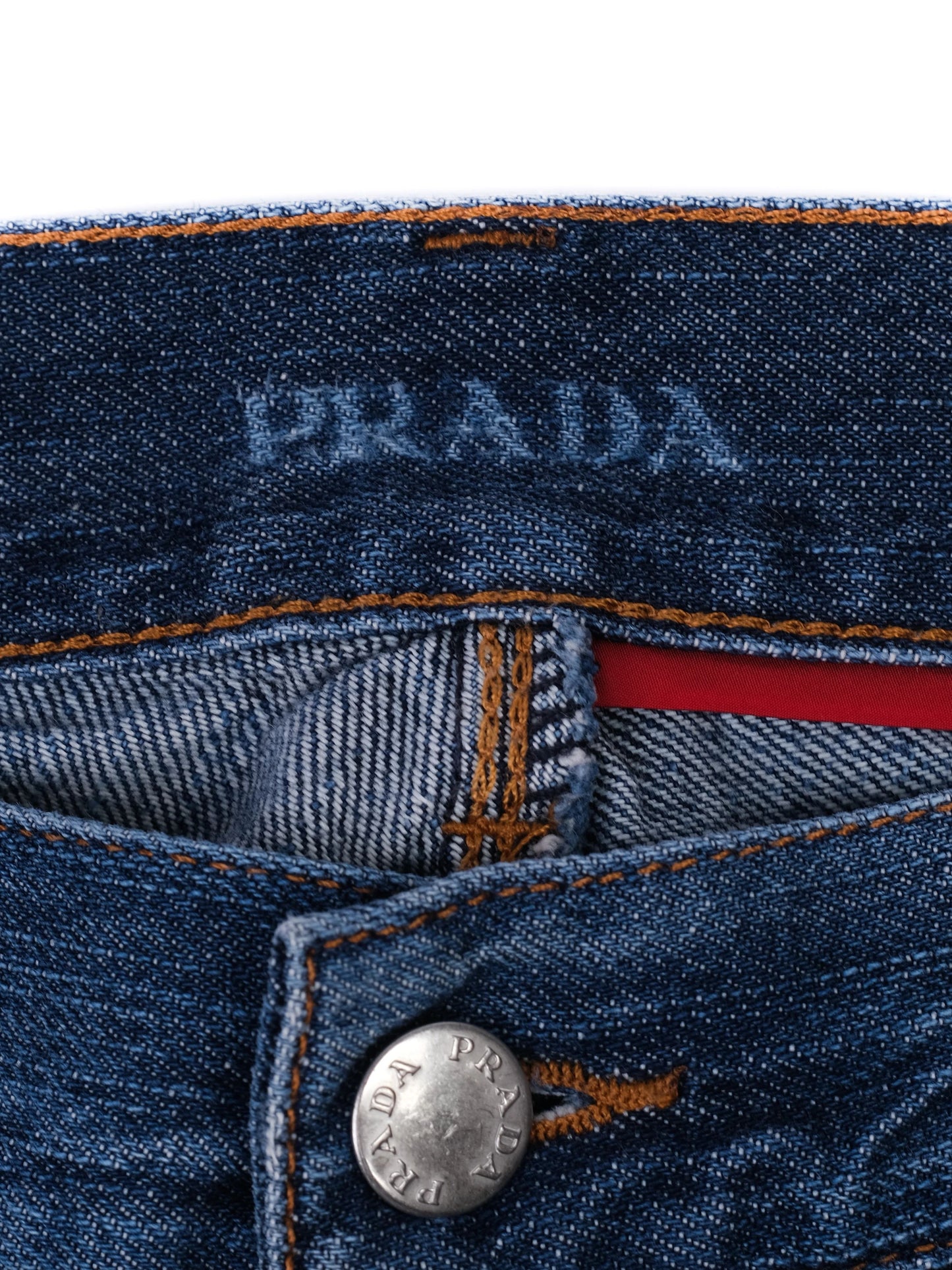 prada blue cotton jeans classic five-pocket style excellent condition