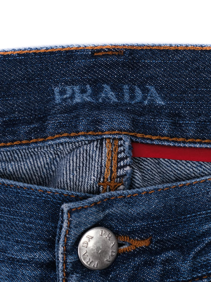 Prada Blue Cotton Jeans Classic Five-Pocket Style Excellent Condition