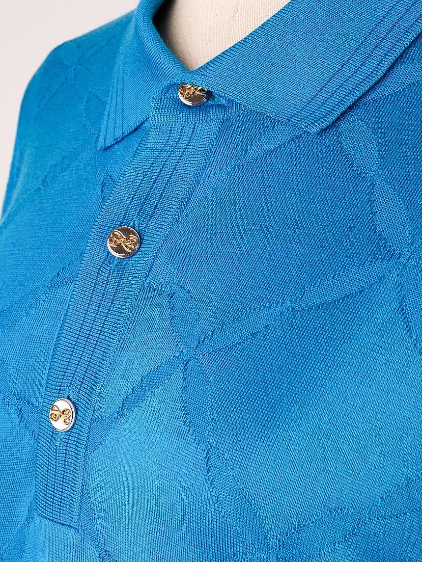excellent castello d'oro women's blue silk polo shirt