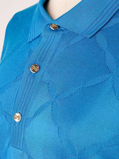Excellent Castello d'Oro Women's Blue Silk Polo Shirt