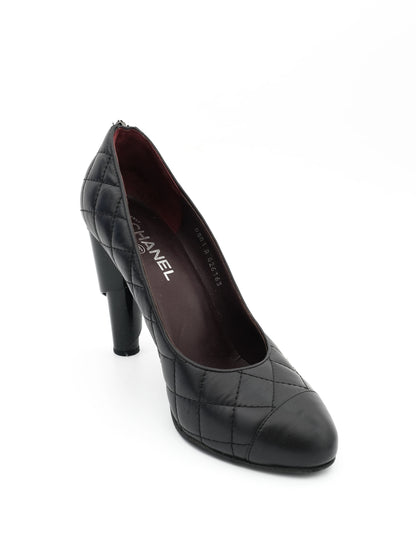 Excellent Chanel Black Leather High-Heeled Shoes Size 41