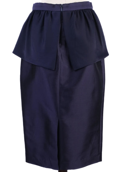 NEW By Malene Birger Navy Blue Wool Peplum Pencil Skirt Size S