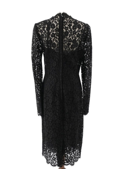 Perfect Dolce Gabbana Black Lace Dress Size L Floral Design