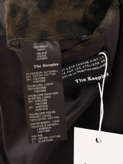 Excellent The Kooples Black Leopard Print Bomber Jacket Size M