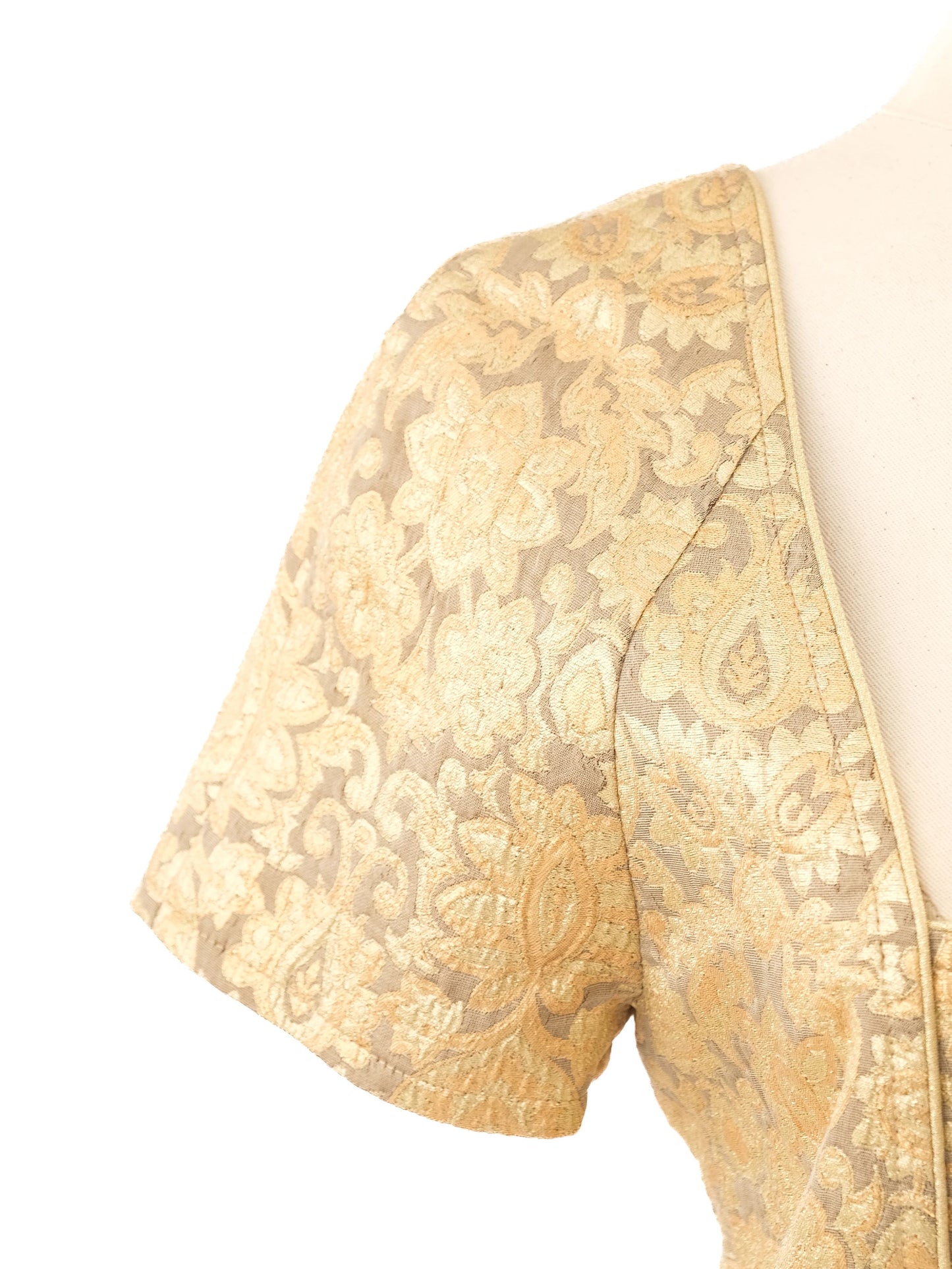 excellent paul&joe yellow floral brocade dress size m