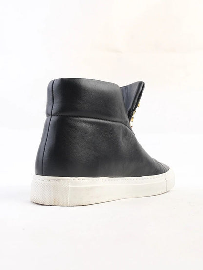 Versace WomenÕs Black Leather High-Top Sneakers Size 39 with Medusa