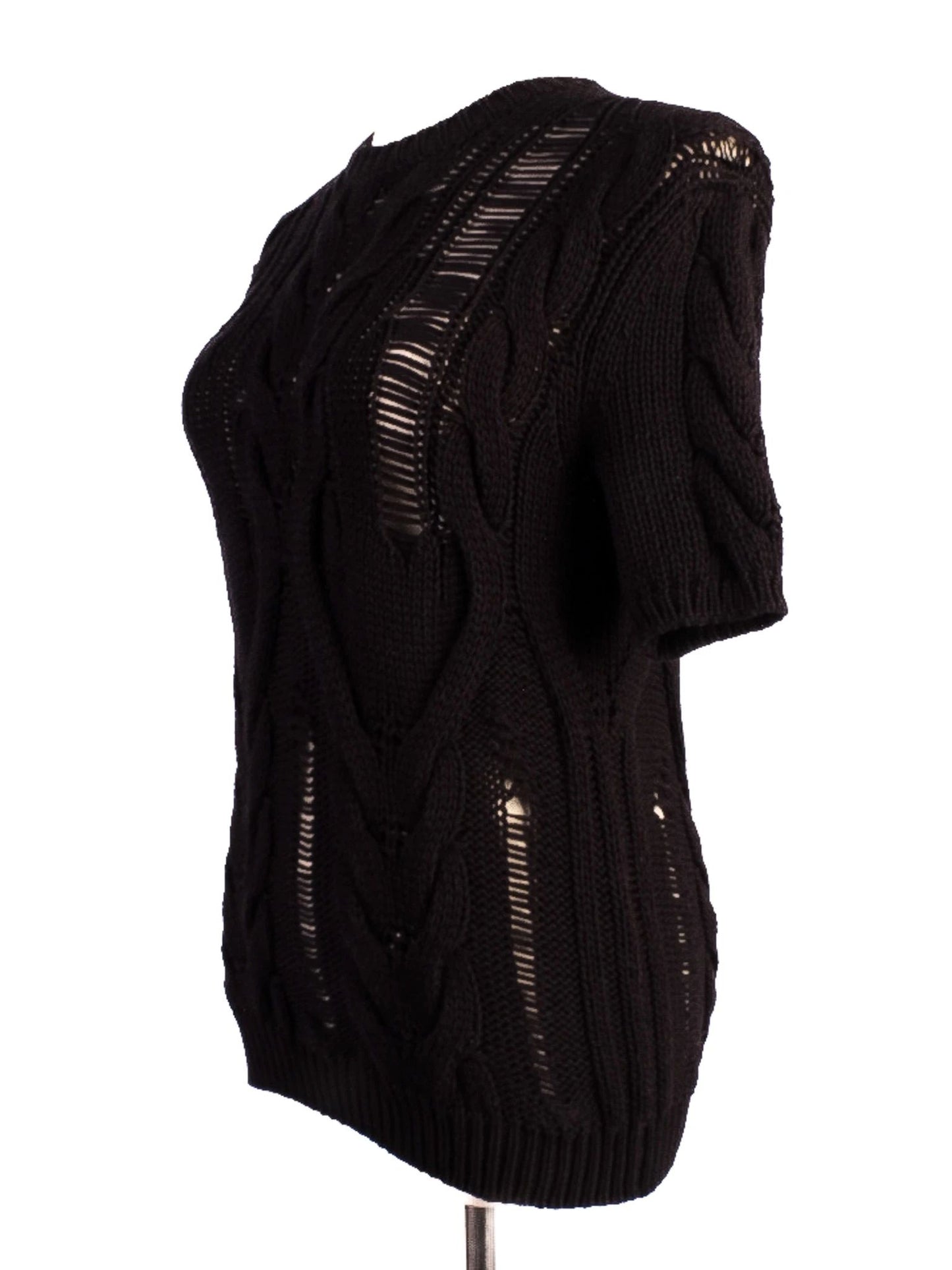 excellent max mara black wool short-sleeve sweater size m