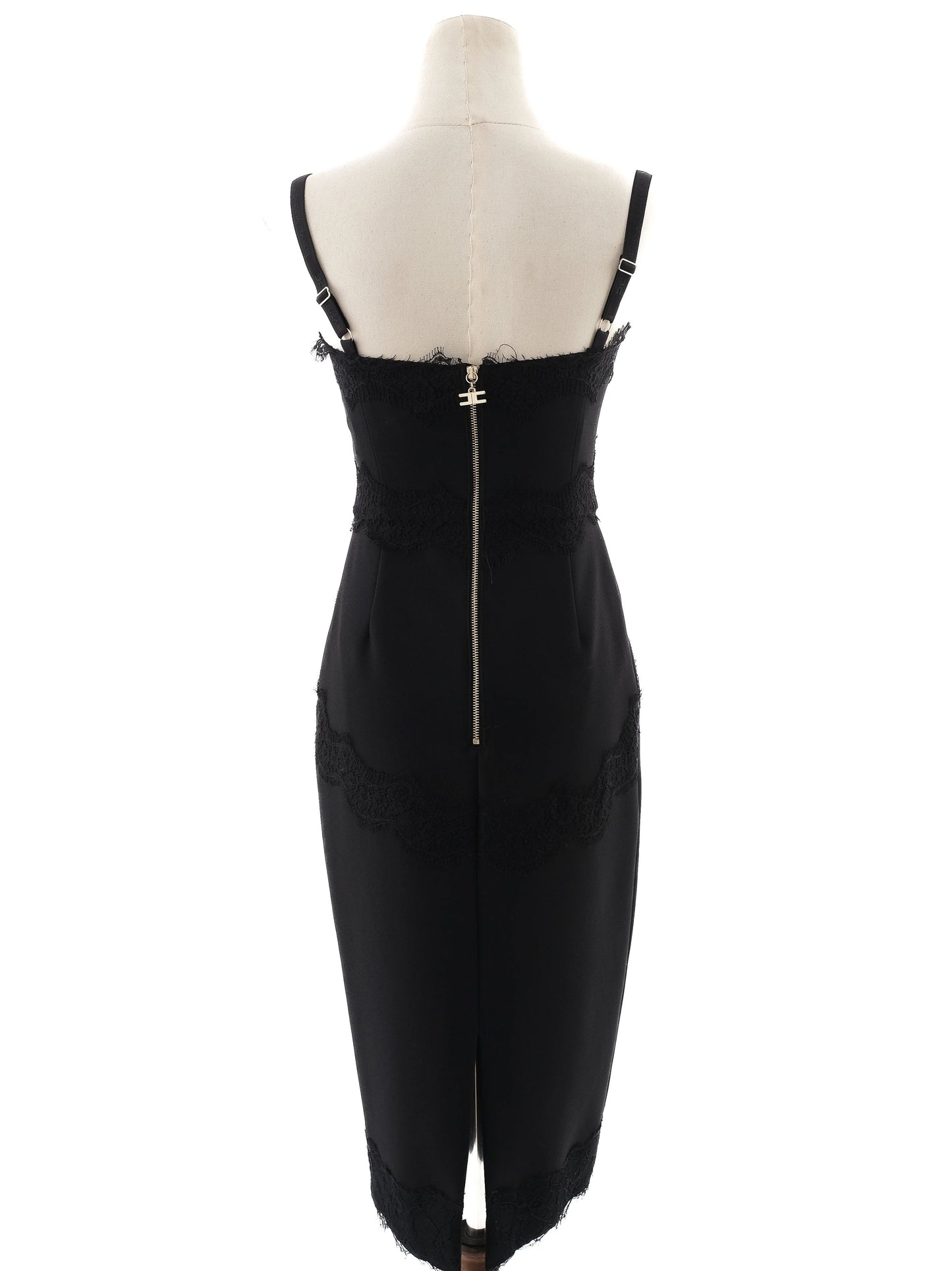 excellent elisabetta franchi black dress with lace detail size s