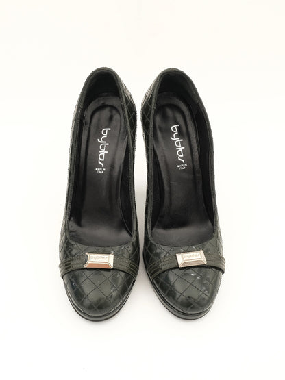 Byblos Black High-Heeled Leather Shoes Size 38 - Perfect Condition