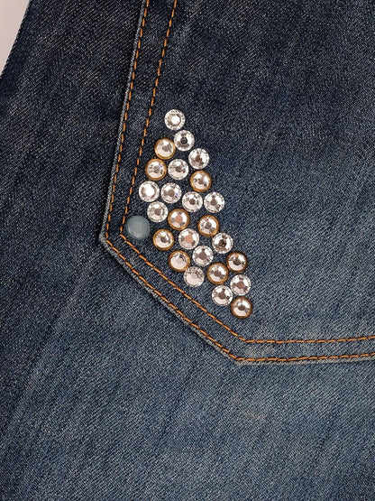 Excellent Blumarine Blue Cotton Jeans Size XS with Decorative Studs