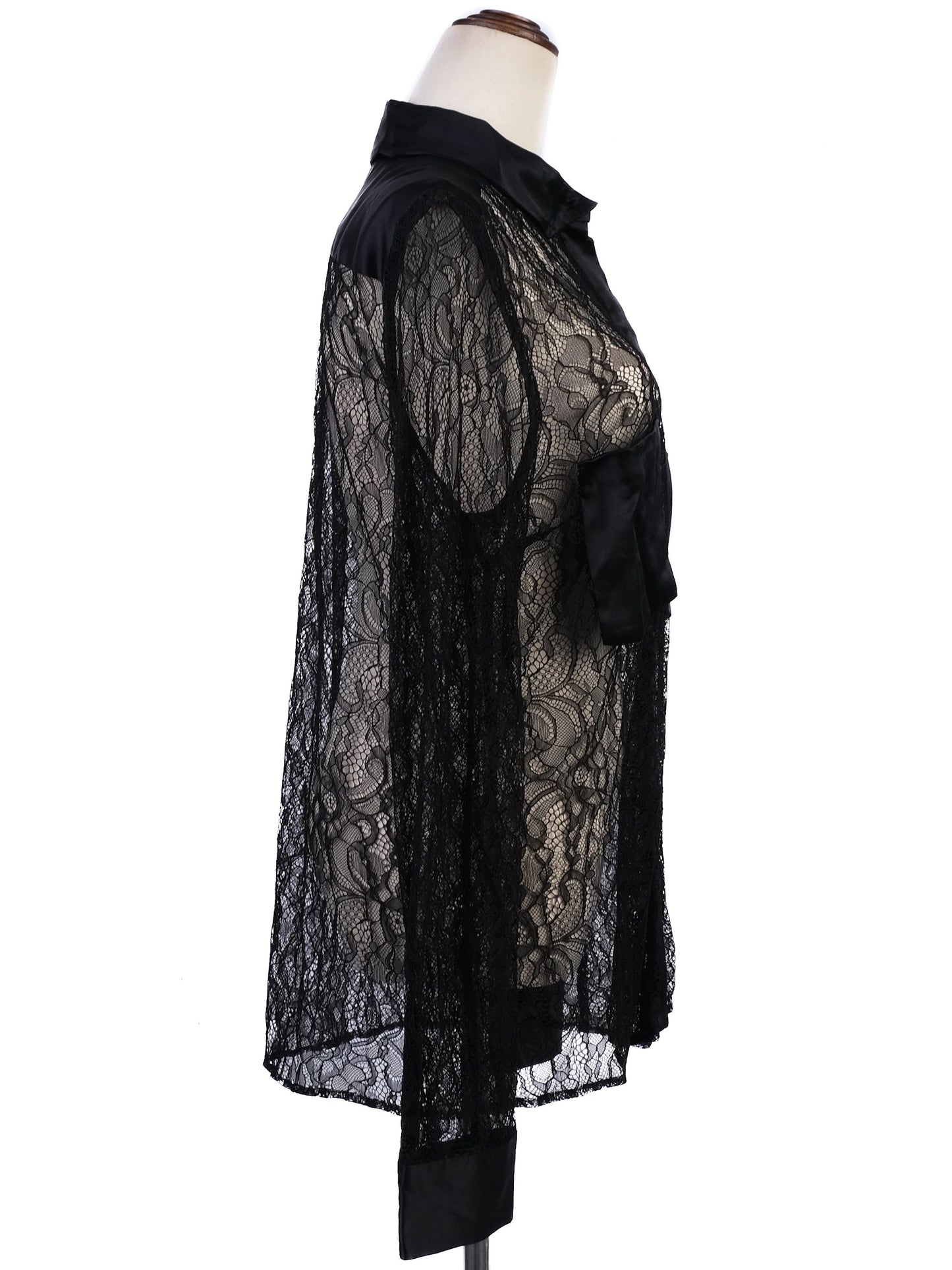 new by malene birger black lace long sleeve blouse size m