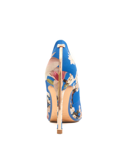 Ted Baker Floral High-Heeled Shoes Blue Stiletto Size 38 Excellent Condition