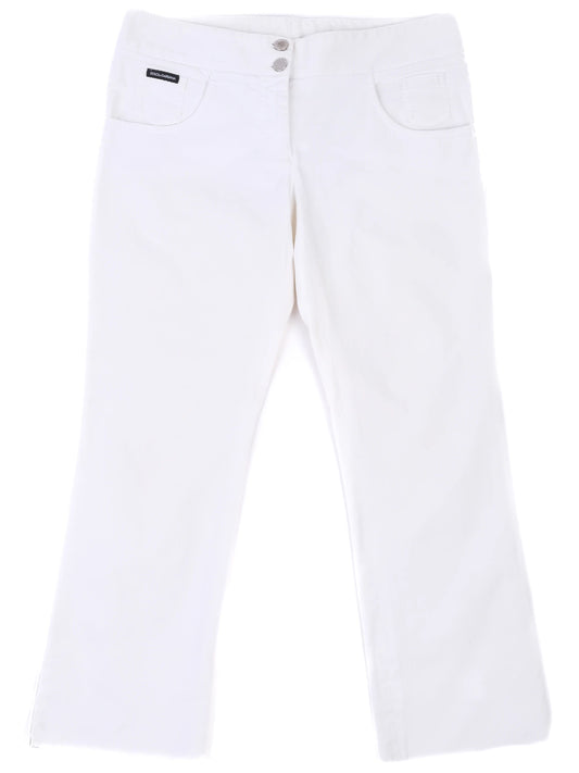 Excellent Dolce Gabbana White Cotton Women's Pants Size L