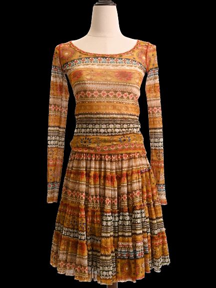 Excellent Jean-Paul Gaultier SA Long Sleeve Dress Size S Combined Color