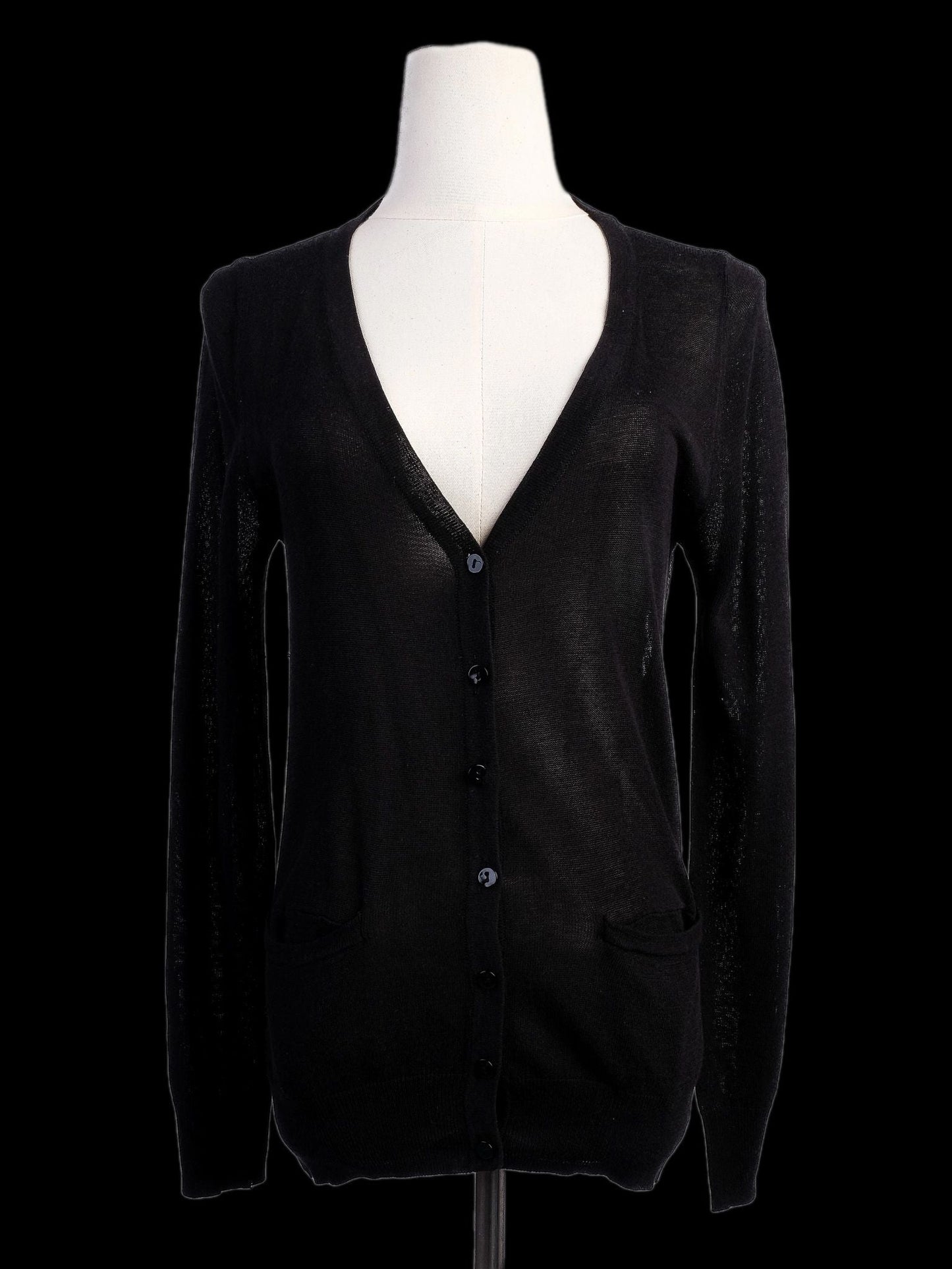 excellent valentino black silk cardigan size m with lace detailing
