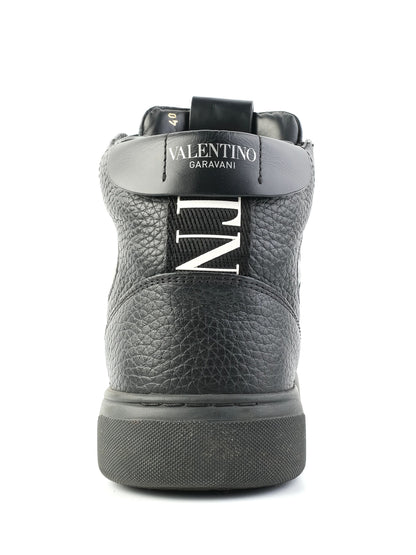 Excellent Valentino Black Leather High-Top Sneakers Size 40
