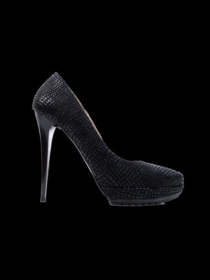 NEW Renzoni Black Leather High-Heeled Shoes Size 38