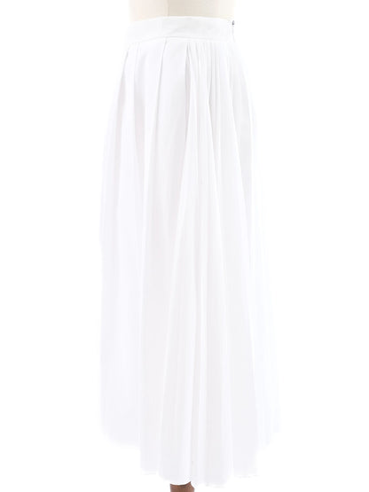 NEW Sportmax White Pleated Midi Skirt with Side Zipper Size N/A