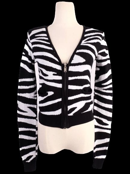 Excellent Balmain Zebra Print Cardigan Cotton Size N/A