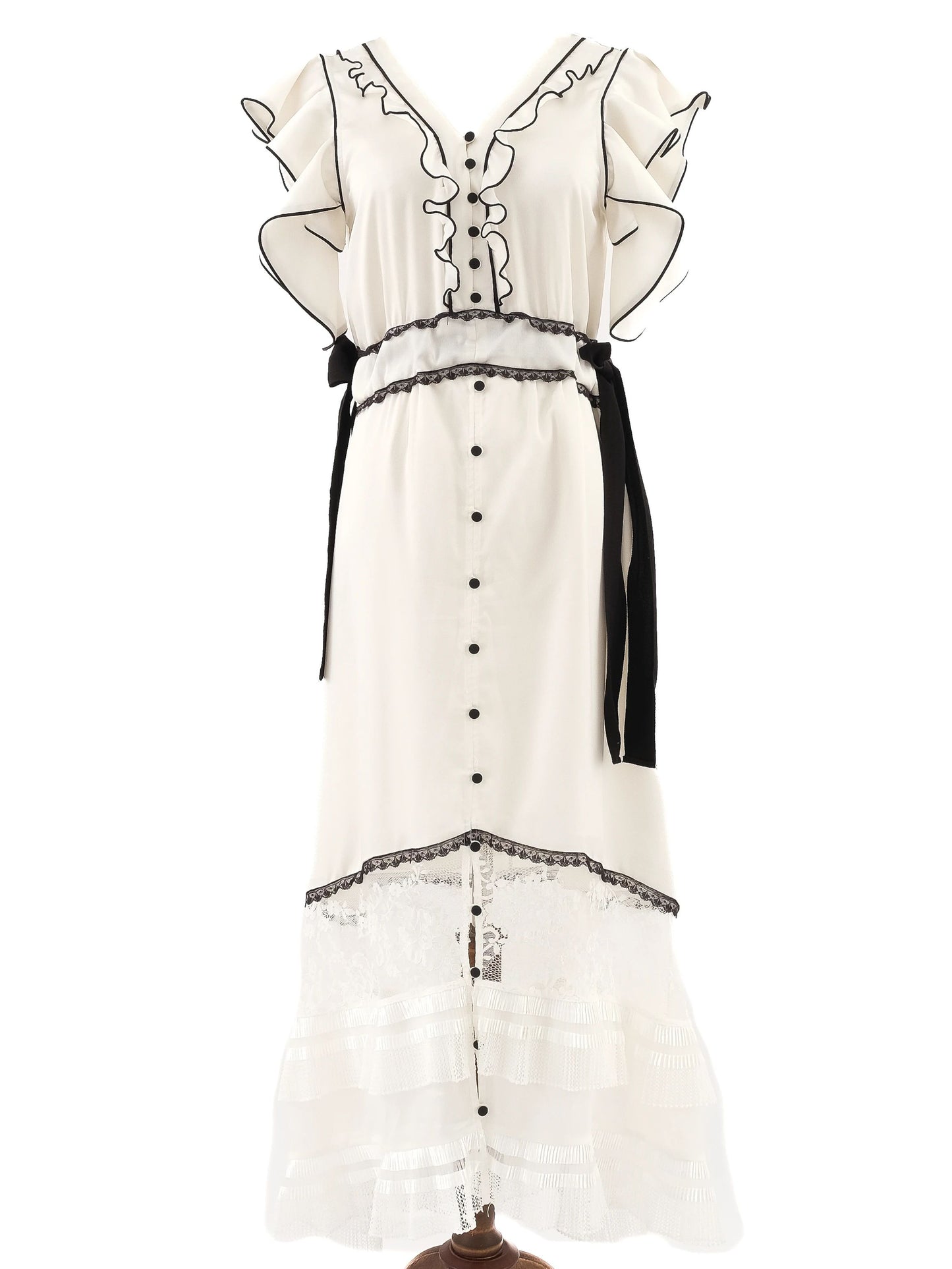 self-portrait white dress with black details size s excellent condition