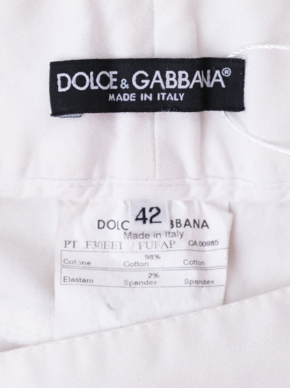 Excellent Dolce Gabbana White Cotton Women's Pants Size L