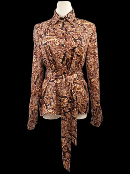 Excellent Liu Jo Paisley Blouse Size XS with Tie Belt