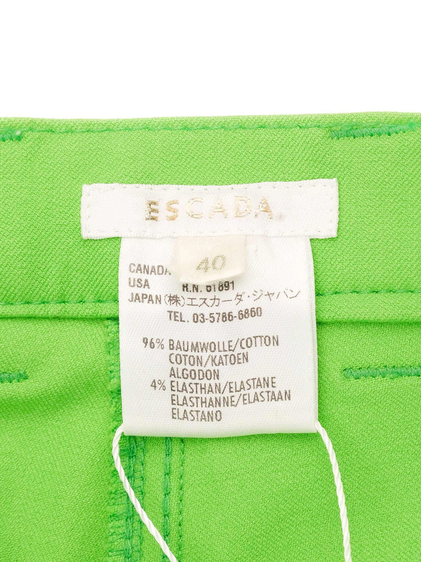 excellent escada green pants women's size m elastane