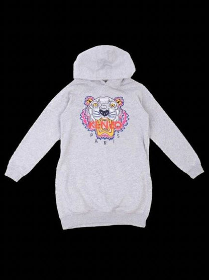Excellent Kenzo Gray Hoodie Kids Size 12 with Embroidered Tiger Design