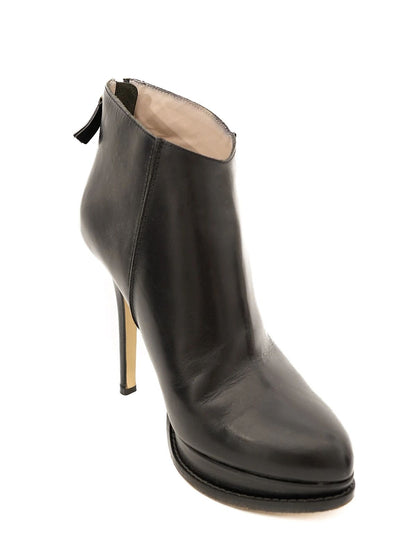 Excellent MaxCo Black Leather High-Heeled Ankle Boots Size 38