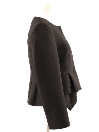 Excellent MaxCo Black Silk Peplum Jacket Size M Women's