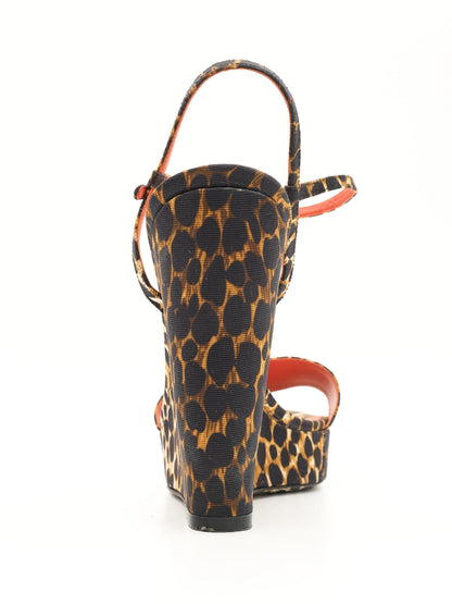 Excellent Dolce Gabbana Leopard Print Wedge Sandals Size 39